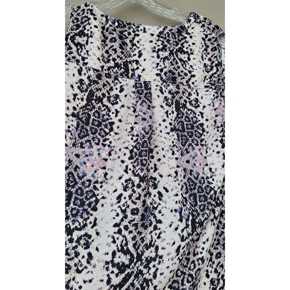 Adrianna Papell Animal Print Snake Tank Top Blouse V neck Black Beige Purple S - Picture 7 of 7